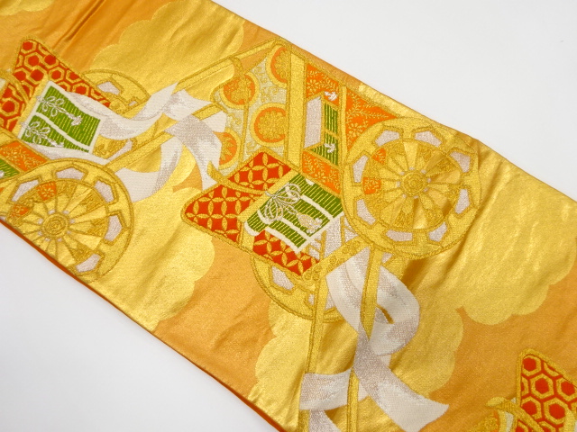 JAPANESE KIMONO / ANTIQUE FUKURO OBI / SILK / WOVEN CLOUD